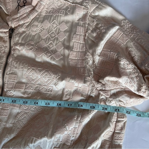 Johnny Was Bordi Satin Zip up Cinch Waist Jacket, Antique Beige, Extra Large XL - Picture 14 of 16